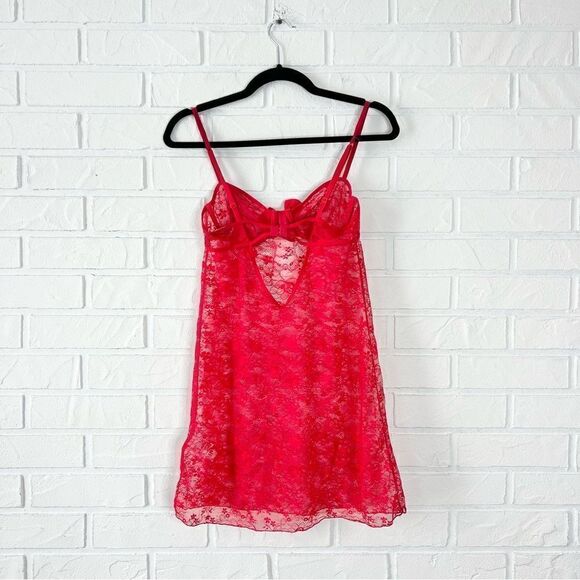 Etam Paris Red Lace Low Back Chemise Lingerie 6 - Picture 5 of 15